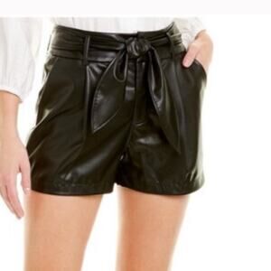 David Lerner tie waist pleather shorts size medium NWT